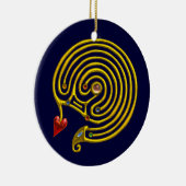 HYPER LABYRINTH wit en blauw Keramisch Ornament (Rechts)