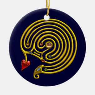 HYPER LABYRINTH wit en blauw Keramisch Ornament