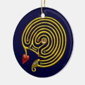 HYPER LABYRINTH wit en blauw Keramisch Ornament (Links)