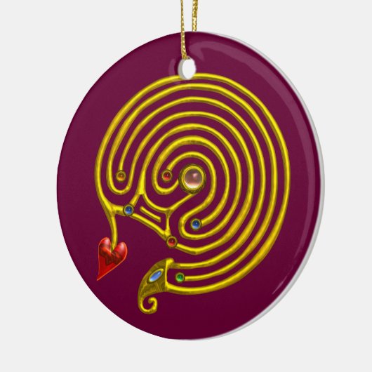 HYPER LABYRINTH wit en rood Keramisch Ornament (Links)