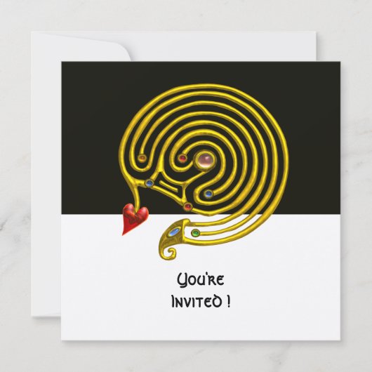 HYPER LABYRINTH zwart en wit, rood, goud metaalgla Kaart (Voorkant)
