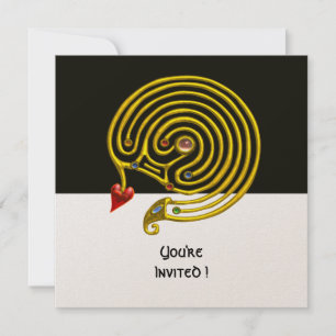 HYPER LABYRINTH zwart en wit, rood, goud metaalgla Kaart