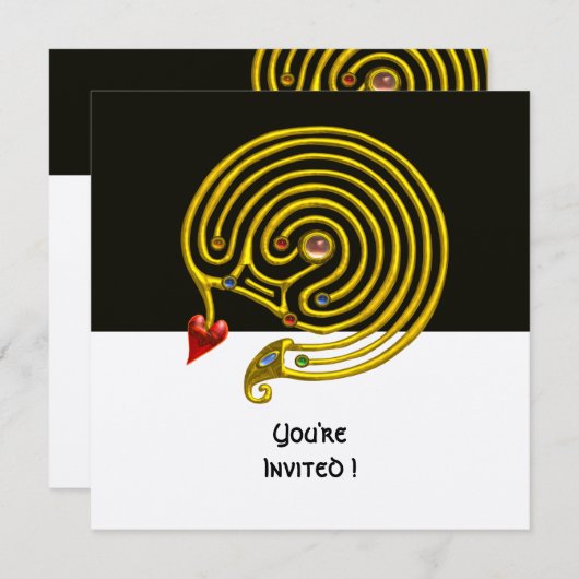 HYPER LABYRINTH zwart-wit, rood, goudmetaal Kaart (Voorkant / Achterkant)