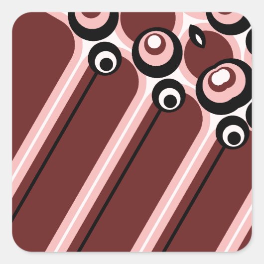 Hyper modern abstract design maroon vierkante sticker (Voorkant)