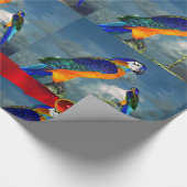 HYPER PAPEGAAIEN / BLAUWE ARA MET RODE LINTEN CADEAUPAPIER (Hoek)