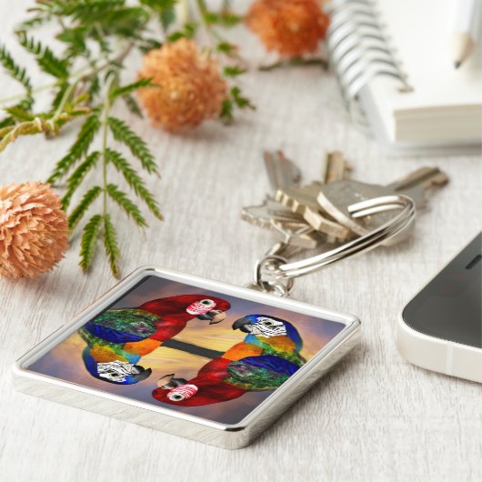 HYPER PAPEGAAIEN /RODE EN BLAUWE ARA SLEUTELHANGER (Zijkant)