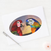 HYPER PAPEGAAIEN / ROOD EN BLAUW ARA ovale Ovale Sticker (Envelop)