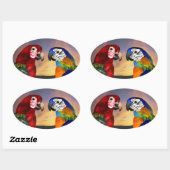 HYPER PAPEGAAIEN / ROOD EN BLAUW ARA ovale Ovale Sticker (Vel)