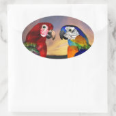 HYPER PAPEGAAIEN / ROOD EN BLAUW ARA ovale Ovale Sticker (Tas)