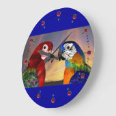 HYPER PARKIETEN / RODE EN BLAUWE ARA GROTE KLOK (Hoek)