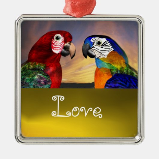 HYPER PARROTS / BLAUW EN RED ARA Topaz Love Metalen Ornament (Voorkant)