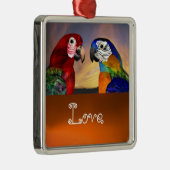 HYPER PARROTS/BLAUW EN RODE ARA Agate Love Metalen Ornament (Rechts)