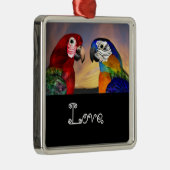 HYPER PARROTS / BLAUW EN RODE ARA Love Metalen Ornament (Rechts)