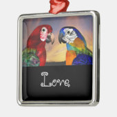 HYPER PARROTS / BLAUW EN RODE ARA Love Metalen Ornament (Links)