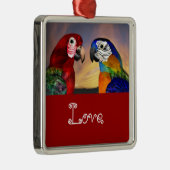 HYPER PARROTS / BLAUW EN RODE ARA Love Metalen Ornament (Rechts)
