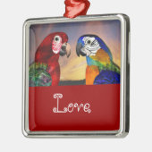 HYPER PARROTS / BLAUW EN RODE ARA Love Metalen Ornament (Links)