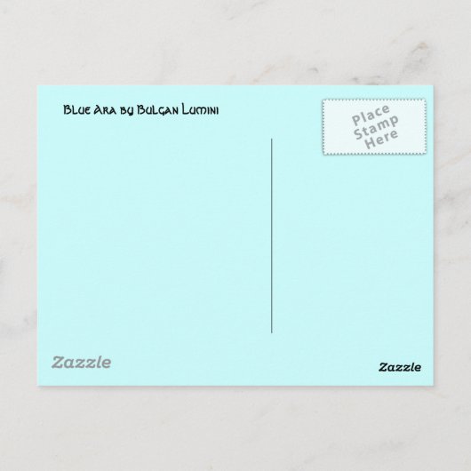 HYPER PARROTS/BLAUWE ARA BRIEFKAART (Achterkant)