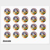 HYPER PARROTS/BLAUWE ARA RONDE STICKER (Vel)