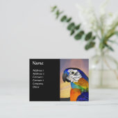 HYPER PARROTS/BLAUWE ARA VISITEKAARTJE (Staand voorkant)