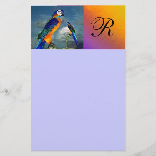 HYPER PARROTS/BLUE ARA MONOGRAM BRIEFPAPIER (Voorkant)