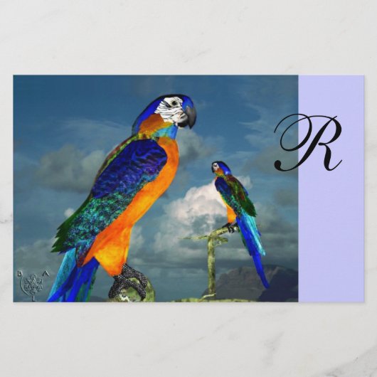 HYPER PARROTS/BLUE ARA MONOGRAM BRIEFPAPIER (Voorkant)