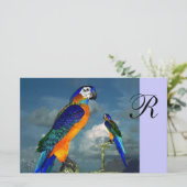 HYPER PARROTS/BLUE ARA MONOGRAM BRIEFPAPIER (Staand voorkant)