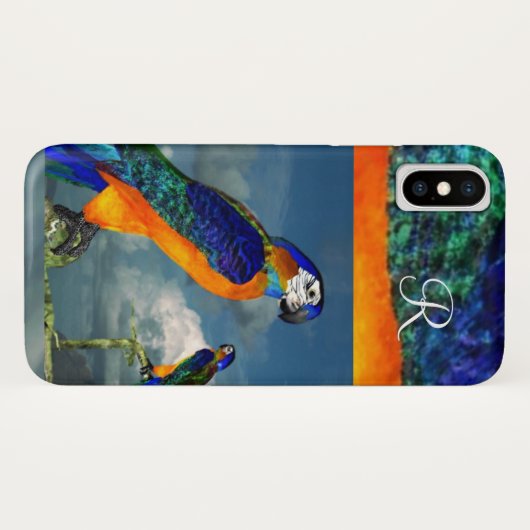 HYPER PARROTS/BLUE ARA MONOGRAM Case-Mate iPhone CASE (Achterkant (horizontaal))