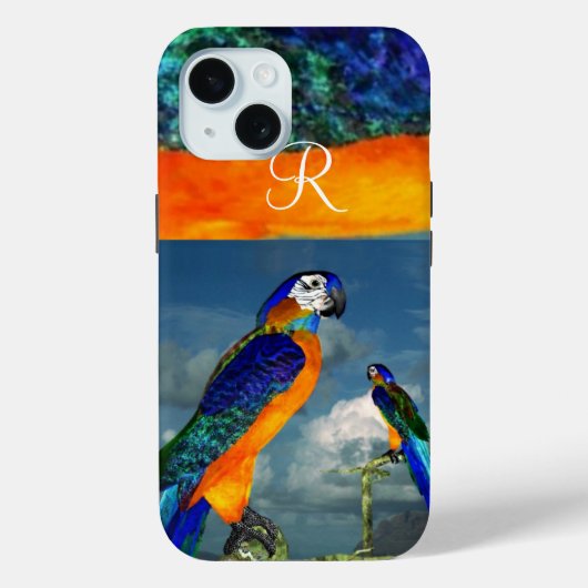 HYPER PARROTS/BLUE ARA MONOGRAM Case-Mate iPhone CASE (Achterkant)