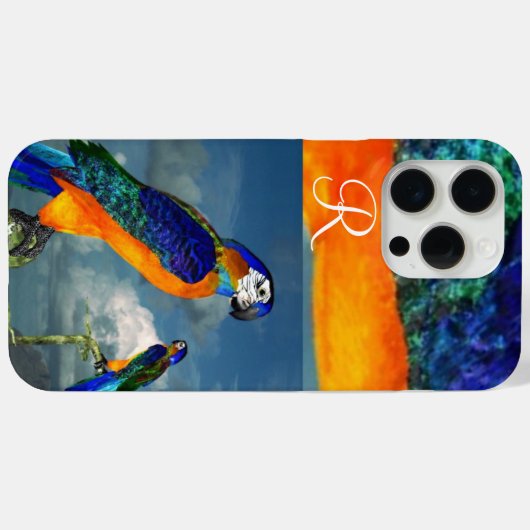 HYPER PARROTS/BLUE ARA MONOGRAM Case-Mate iPhone CASE (Achterkant (horizontaal))
