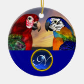 HYPER PARROTS BLUE SAPPHIRE GEM MONOGRAM Love Keramisch Ornament (Voorkant)