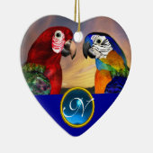 HYPER PARROTS BLUE SAPPHIRE GEM MONOGRAM Love Keramisch Ornament (Rechts)