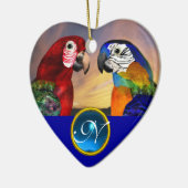 HYPER PARROTS BLUE SAPPHIRE GEM MONOGRAM Love Keramisch Ornament (Links)
