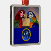 HYPER PARROTS BLUE SAPPHIRE GEM MONOGRAM Love Metalen Ornament (Rechts)