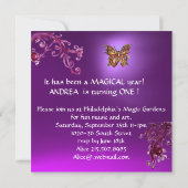 HYPER PARROTS/First Birthday Party Paars Kaart (Achterkant)