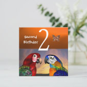 HYPER PARROTS/First Birthday Party, Sinaasappel Kaart (Staand voorkant)