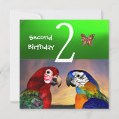HYPER PARROTS/First Birthday Party (Smaraginggroen Kaart (Voorkant)