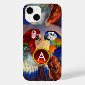 HYPER PARROTS/RED EN BLAUWE ARA GEMSTONE MONOGRAM Case-Mate iPhone CASE (Achterkant)