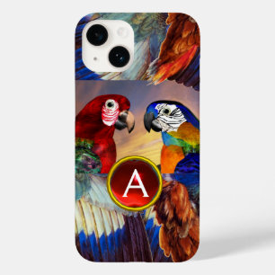 HYPER PARROTS/RED EN BLAUWE ARA GEMSTONE MONOGRAM Case-Mate iPhone 14 HOESJE