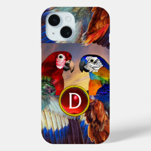 HYPER PARROTS/RED EN BLAUWE ARA GEMSTONE MONOGRAM iPhone 15 CASE