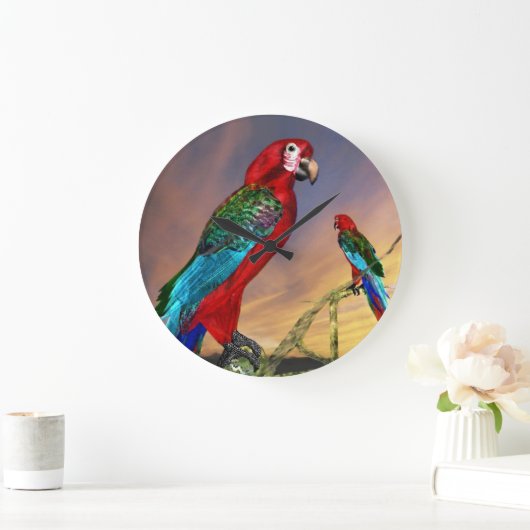 HYPER PARROTS/RODE ARA GROTE KLOK (Huis)