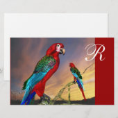 HYPER PARROTS/RODE ARA-MONOGRAM BRIEFPAPIER (Voorkant / Achterkant)