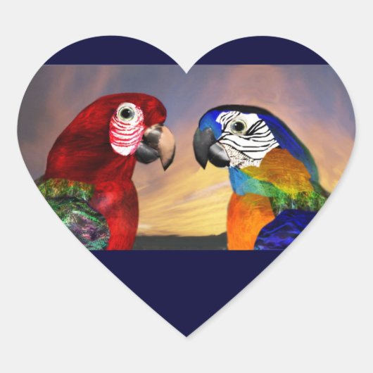 HYPER PARROTS / RODE EN BLAUW ARA hart Hart Sticker (Voorkant)