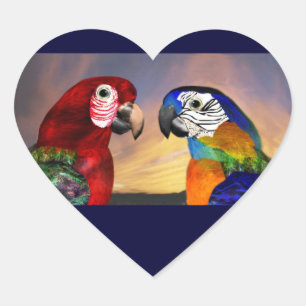 HYPER PARROTS / RODE EN BLAUW ARA hart Hart Sticker