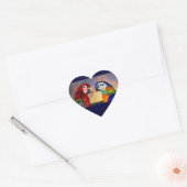 HYPER PARROTS / RODE EN BLAUW ARA hart Sticker (Envelop)