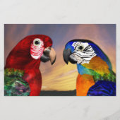 HYPER PARROTS/RODE EN BLAUWE ARA, groene bakkerij Briefpapier (Voorkant)