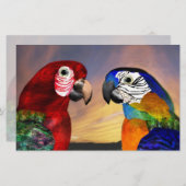 HYPER PARROTS/RODE EN BLAUWE ARA, groene bakkerij Briefpapier (Voorkant / Achterkant)