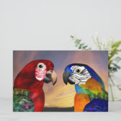 HYPER PARROTS/RODE EN BLAUWE ARA, groene bakkerij Briefpapier (Staand voorkant)