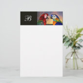 HYPER PARROTS/RODE EN BLAUWE ARA-MONOGRAM BRIEFPAPIER (Staand voorkant)