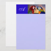 HYPER PARROTS/RODE EN BLAUWE ARA-MONOGRAM BRIEFPAPIER (Voorkant / Achterkant)