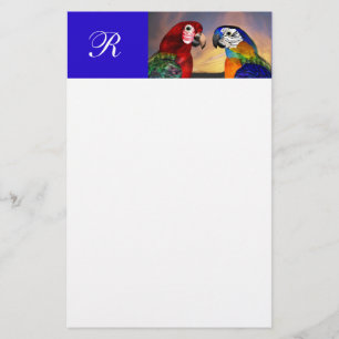 HYPER PARROTS/RODE EN BLAUWE ARA-MONOGRAM BRIEFPAPIER